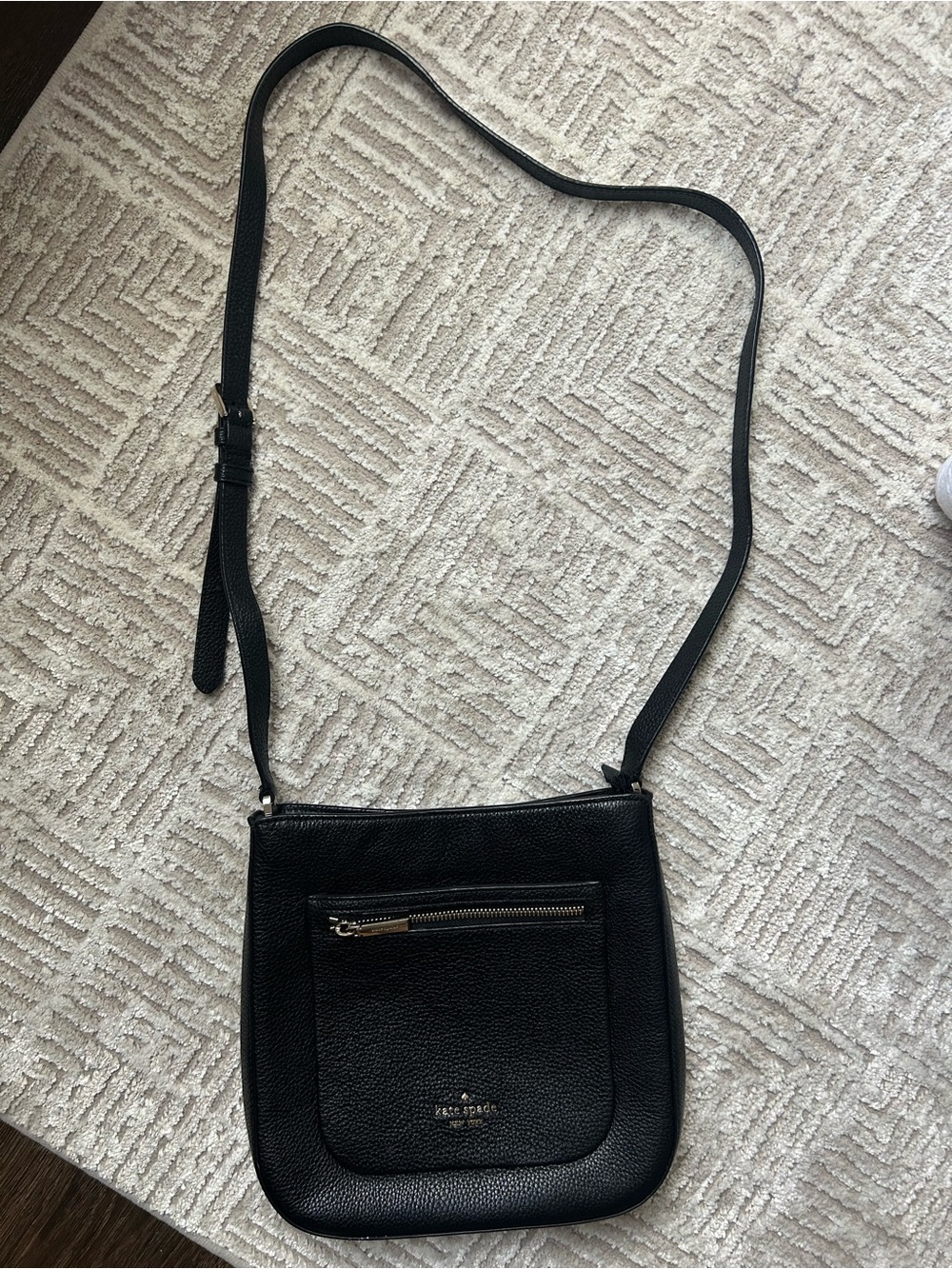 kate spade Black Pebbled Leather Crossbody with Front Zip Pocket - Picture 4 of 7